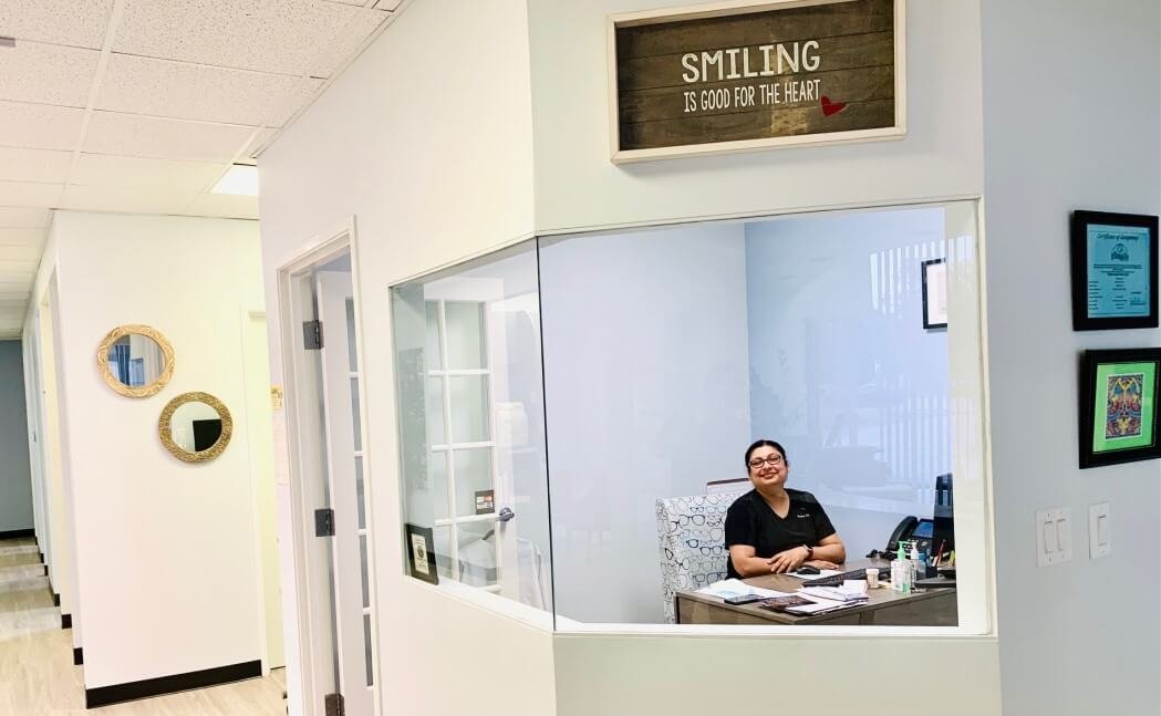 Dr. Roopam in her cabin/office at Towne View Dental Care